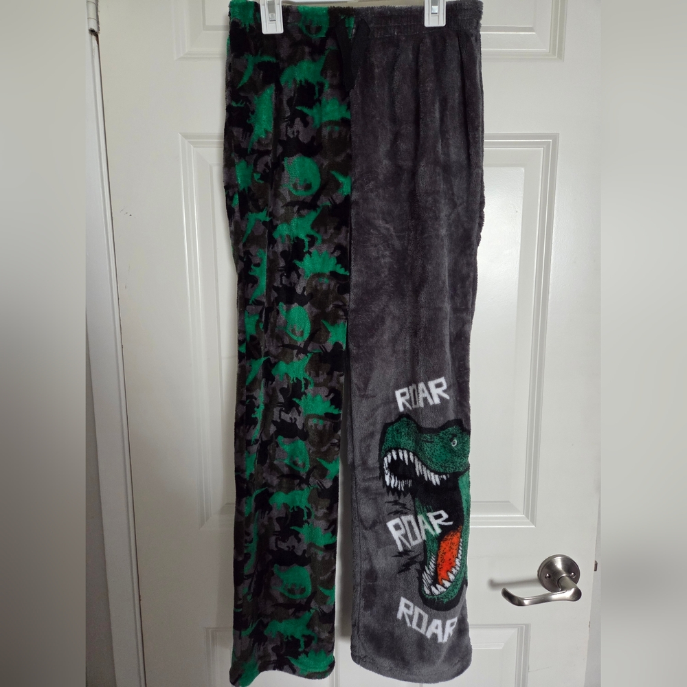 Kids Dinosaur Pajama Pants - Green and Gray